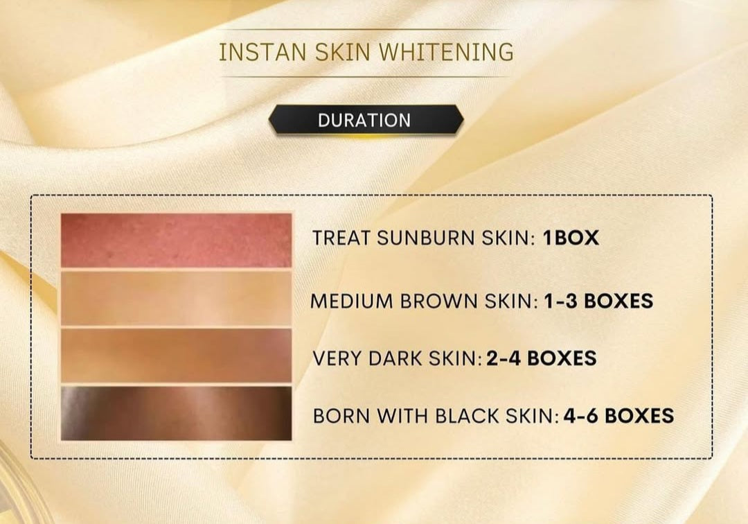 Bob Flawless Skincare instant skin whitening duration guide for different skin tones and box usage